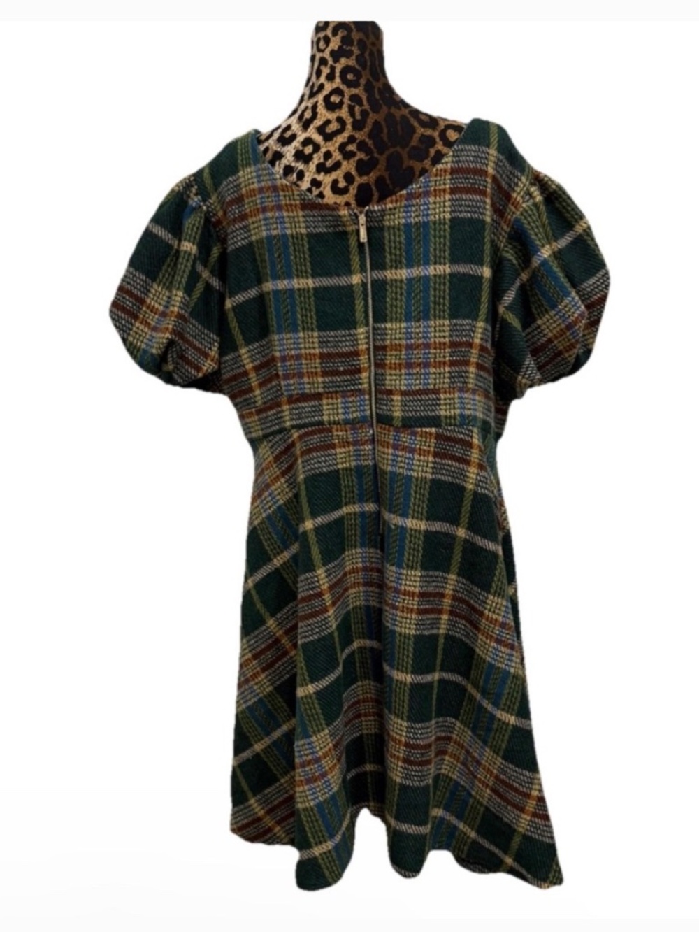 Ivy City Dress Sz 2X Green Plaid Holly Flare - Picture 2 of 10